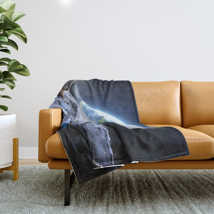Astronaut on the Moon with beer Throw Blanket Gallery Image 1