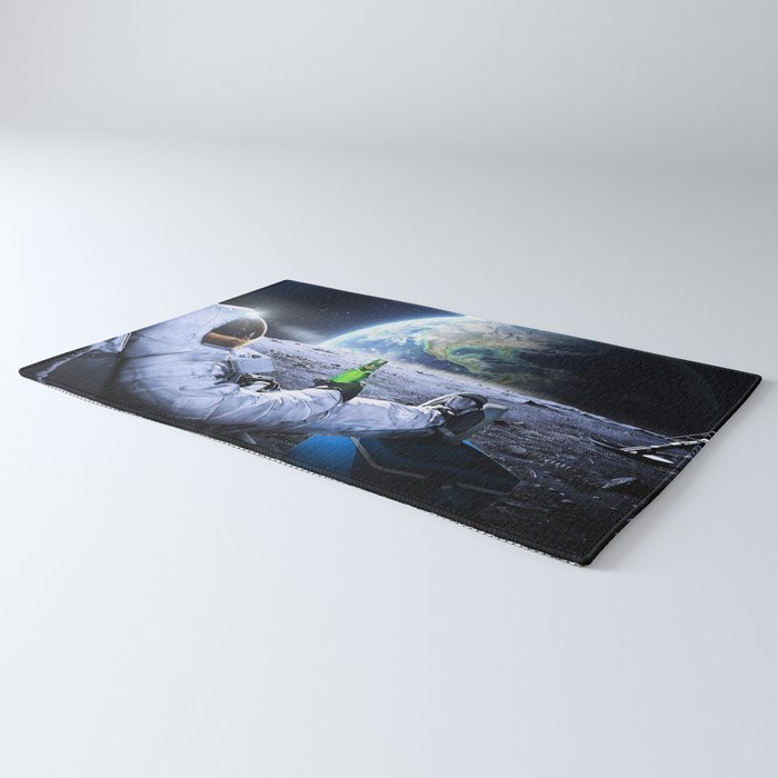 Astronaut on the Moon with beer Rug Gallery Image 3