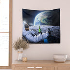 Astronaut on the Moon with beer Wall Tapestry Gallery Image 2
