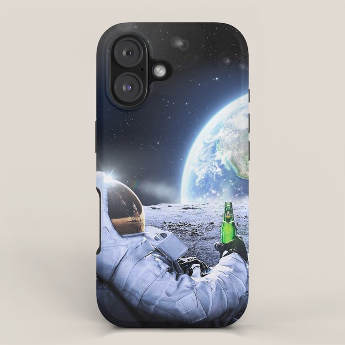 Astronaut on the Moon with beer iPhone Case Gallery Image 1