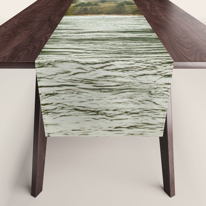 Wanderlust Forest River - Mountain Adventure in Foggy Woods Table Runner Gallery Image 1