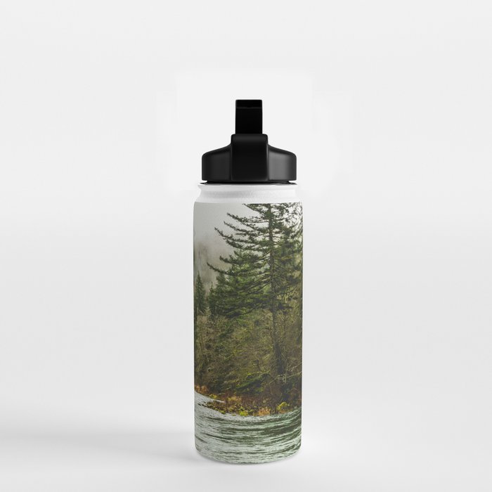 Wanderlust Forest River - Mountain Adventure in Foggy Woods Water Bottle Gallery Image 2