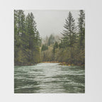 Wanderlust Forest River - Mountain Adventure in Foggy Woods Throw Blanket Gallery Image 2