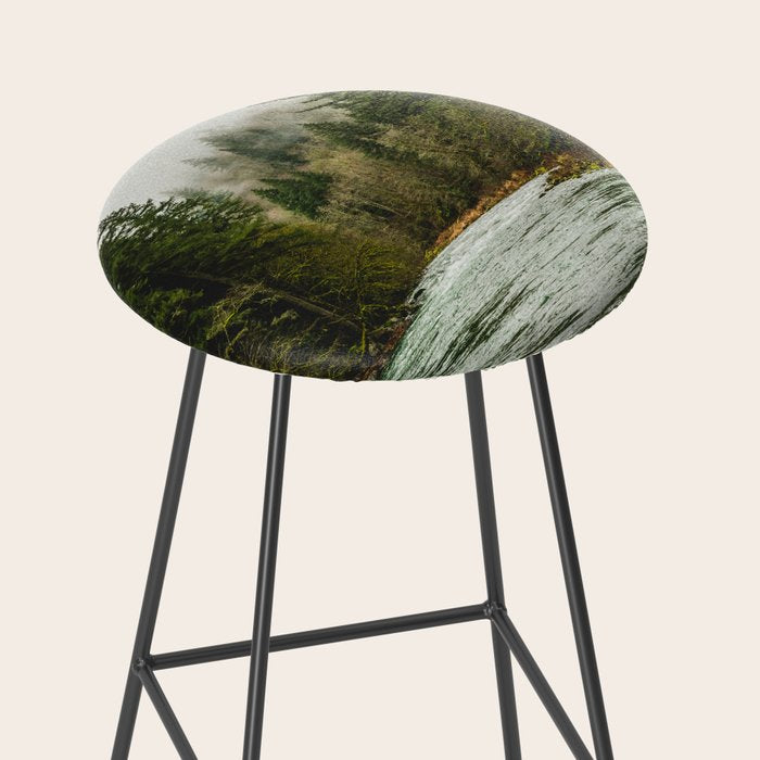 Wanderlust Forest River - Mountain Adventure in Foggy Woods Stool Gallery Image 2