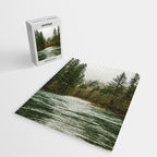 Wanderlust Forest River - Mountain Adventure in Foggy Woods Jigsaw Puzzle Gallery Image 2