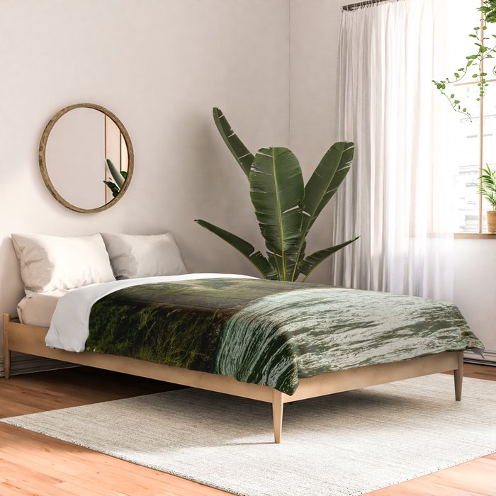 Wanderlust Forest River - Mountain Adventure in Foggy Woods Comforter Gallery Image 2