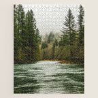 Wanderlust Forest River - Mountain Adventure in Foggy Woods Jigsaw Puzzle Gallery Image 1
