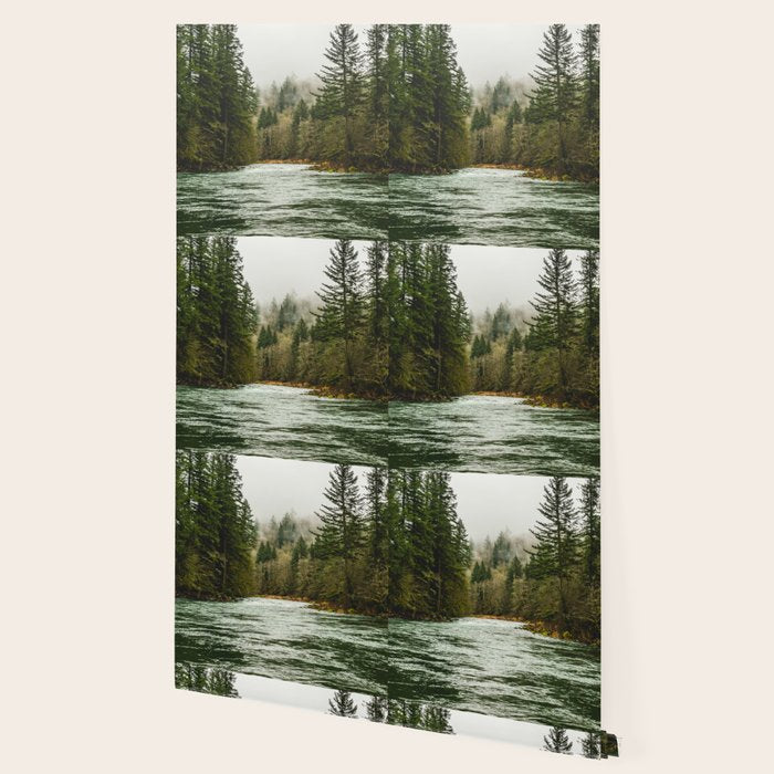 Wanderlust Forest River - Mountain Adventure in Foggy Woods Wallpaper Gallery Image 2