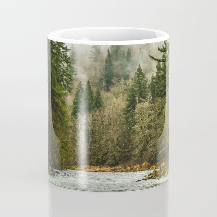 Wanderlust Forest River - Mountain Adventure in Foggy Woods Coffee Mug Gallery Image 4