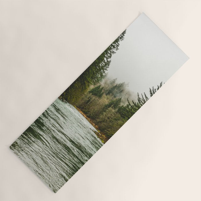 Wanderlust Forest River - Mountain Adventure in Foggy Woods Yoga Mat Gallery Image 1