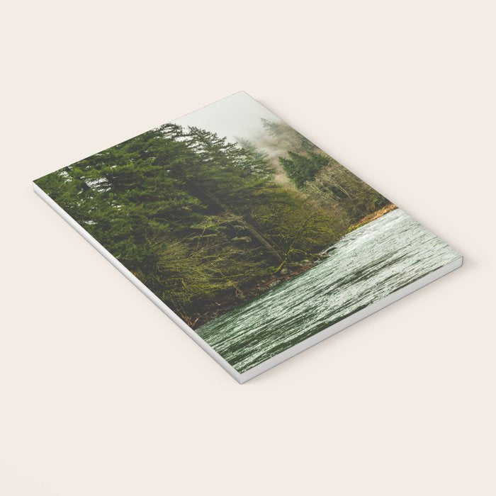 Wanderlust Forest River - Mountain Adventure in Foggy Woods Notebook Gallery Image 3