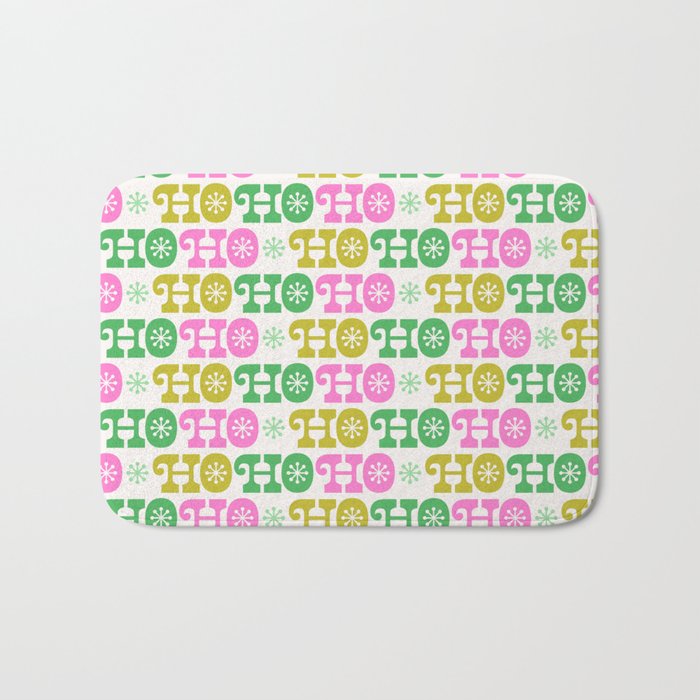 Ho Ho Ho - Pink and Green Bath Mat Gallery Image 1