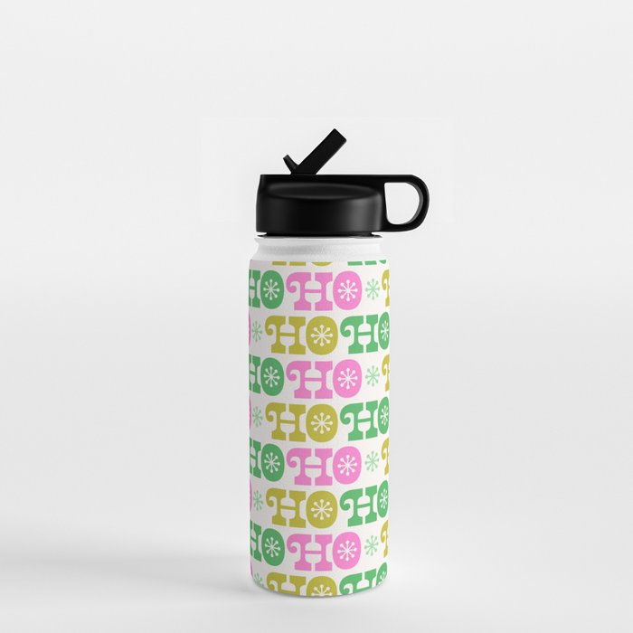 Ho Ho Ho - Pink and Green Water Bottle Gallery Image 1