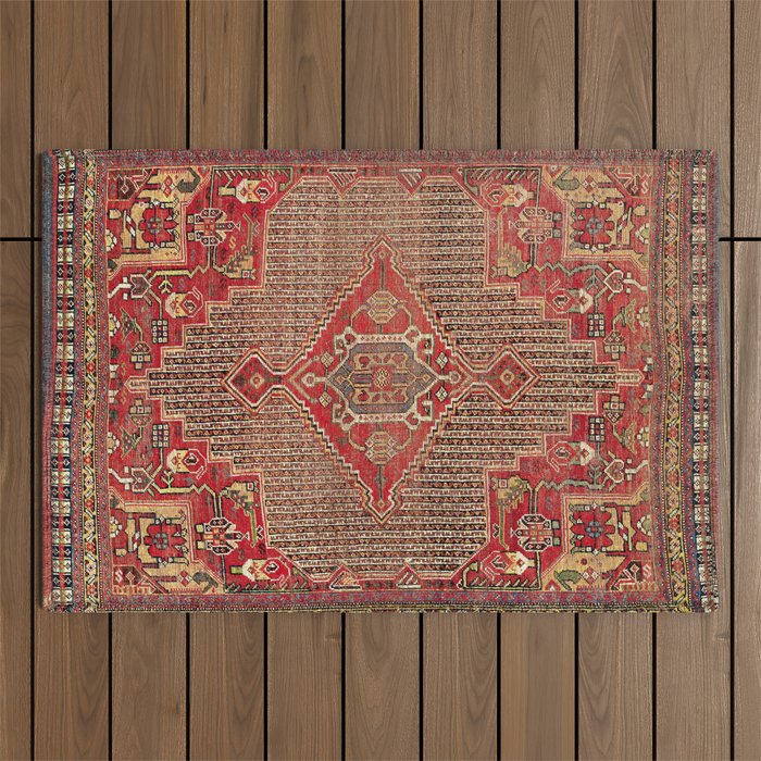 Khamseh  Antique Fars Persian Rug Print Outdoor Rug Gallery Image 1