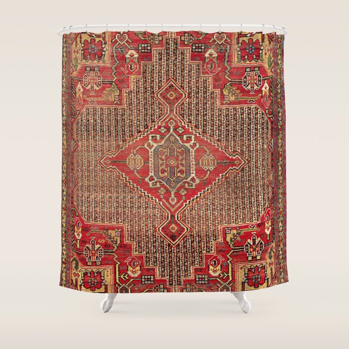 Khamseh  Antique Fars Persian Rug Print Shower Curtain Gallery Image 1