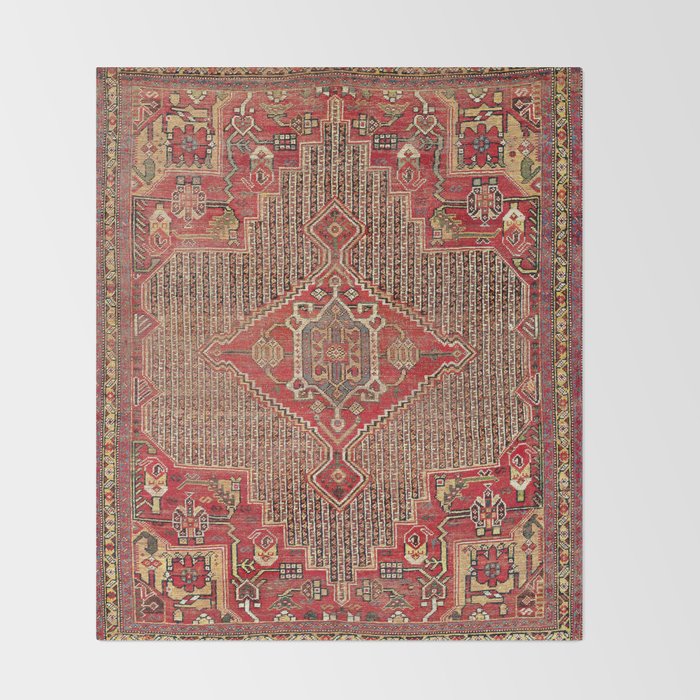 Khamseh  Antique Fars Persian Rug Print Throw Blanket Gallery Image 2