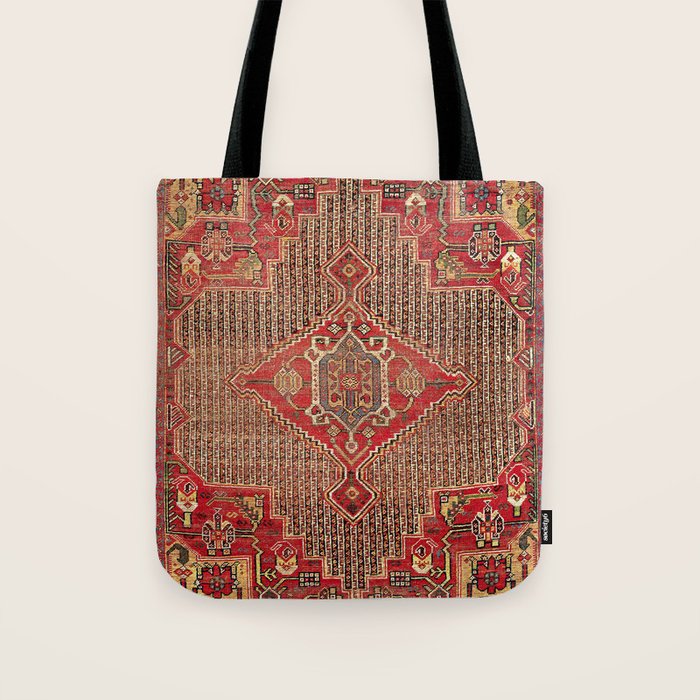 Khamseh  Antique Fars Persian Rug Print Tote Bag Gallery Image 1