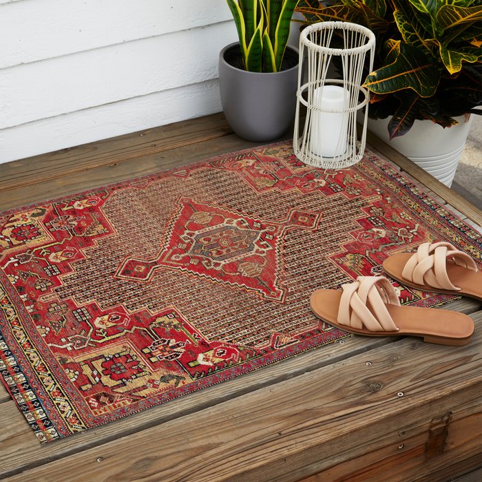 Khamseh  Antique Fars Persian Rug Print Outdoor Rug Gallery Image 2