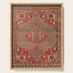Khamseh  Antique Fars Persian Rug Print Serving Tray Gallery Image 1