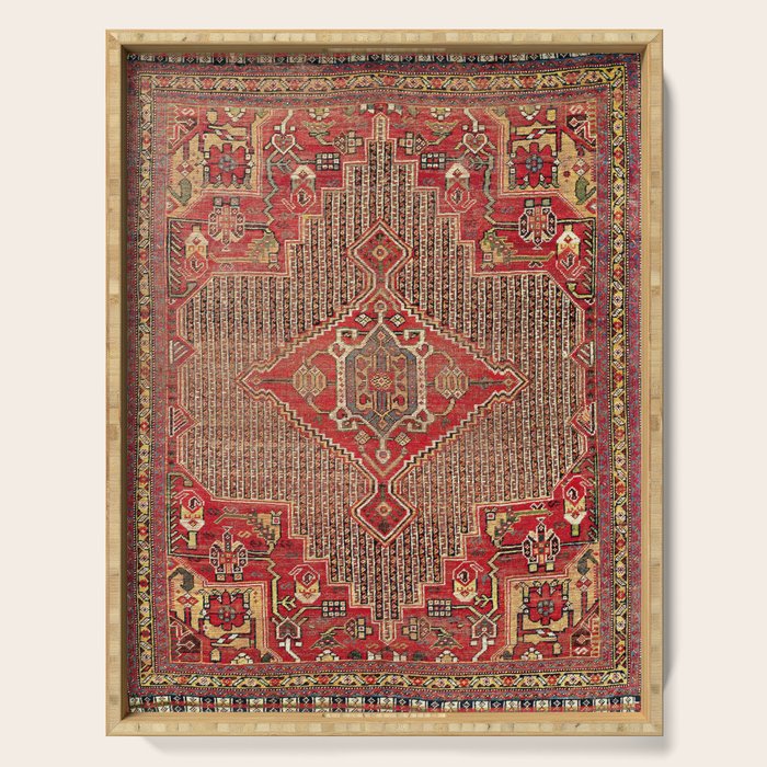 Khamseh  Antique Fars Persian Rug Print Serving Tray Gallery Image 1