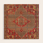 Khamseh  Antique Fars Persian Rug Print Wood Wall Art Gallery Image 1