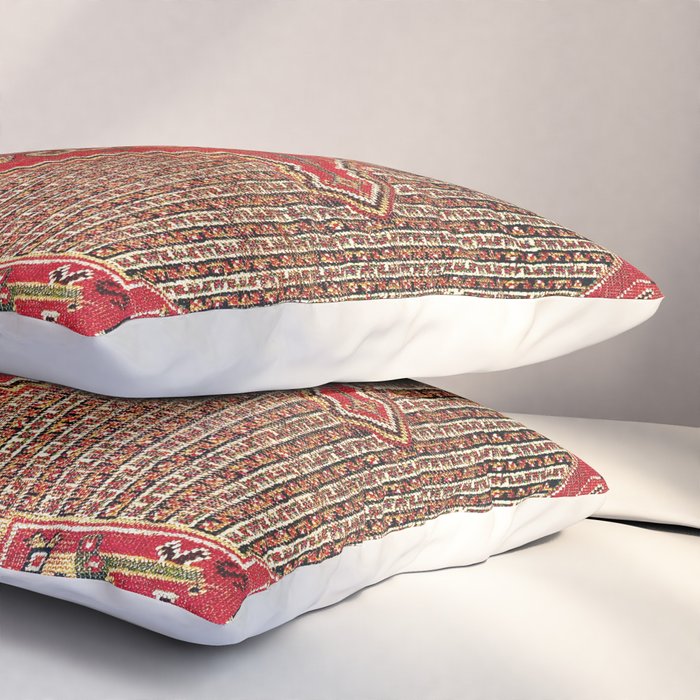 Khamseh  Antique Fars Persian Rug Print Pillow Sham Gallery Image 3