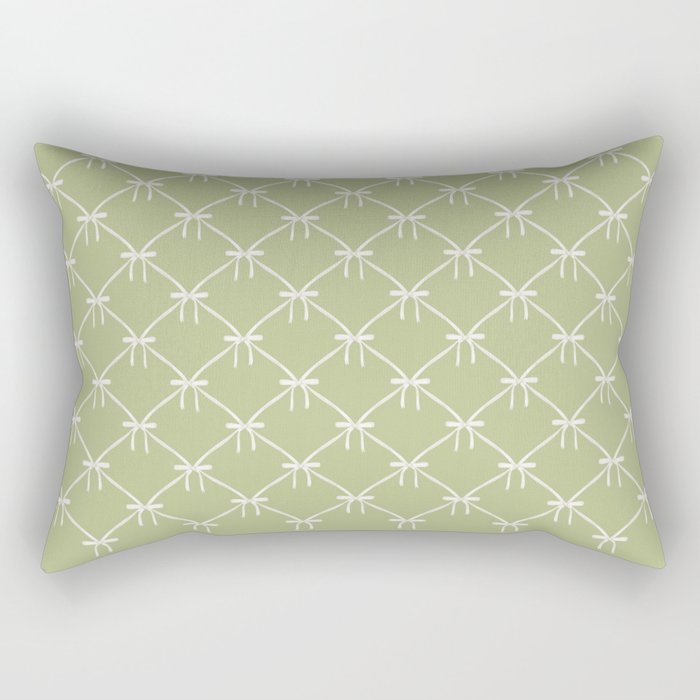 Bows & Ribbons Pattern XXIV Pastel Green Rectangular Pillow Gallery Image 1