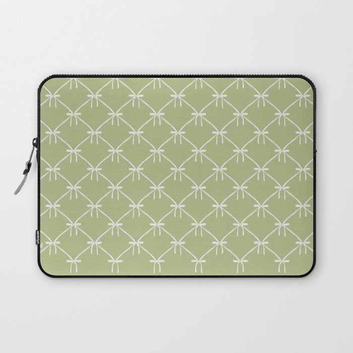 Bows & Ribbons Pattern XXIV Pastel Green Laptop Sleeve Gallery Image 1