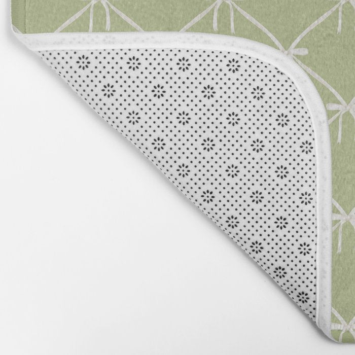 Bows & Ribbons Pattern XXIV Pastel Green Bath Mat Gallery Image 2