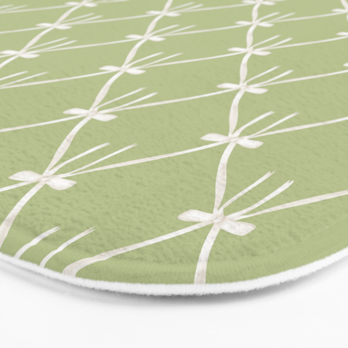 Bows & Ribbons Pattern XXIV Pastel Green Bath Mat Gallery Image 3