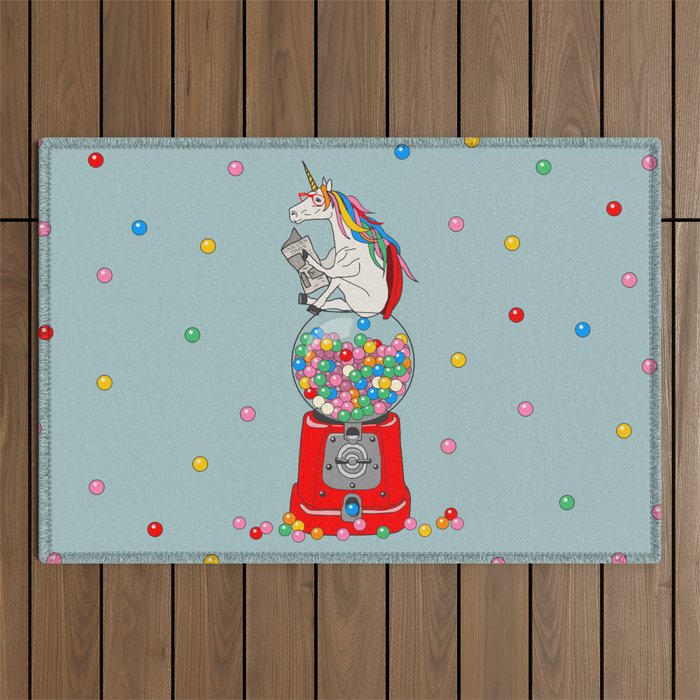 Unicorn Gumball Poop Outdoor Rug Gallery Image 1