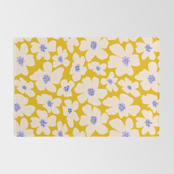 Retro Daisy - yellow, white and purple  Rug Gallery Image 2