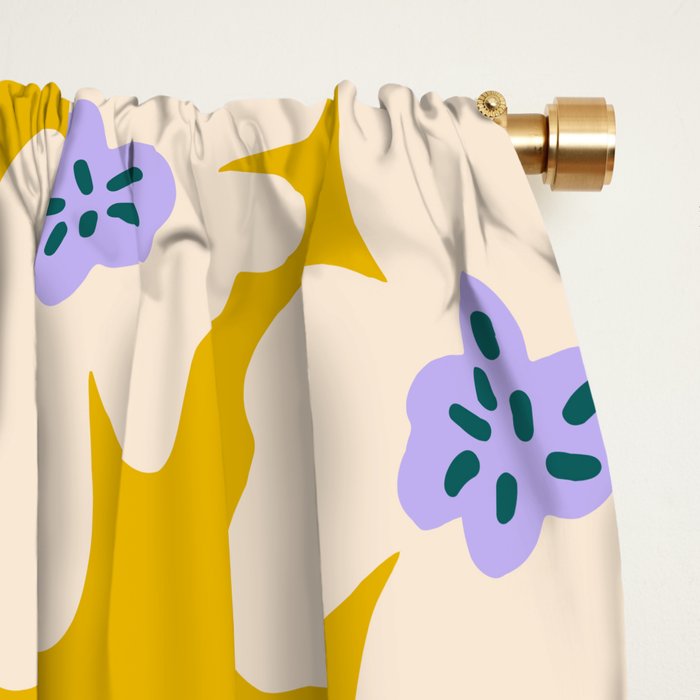 Retro Daisy - yellow, white and purple  Window Curtain Gallery Image 2