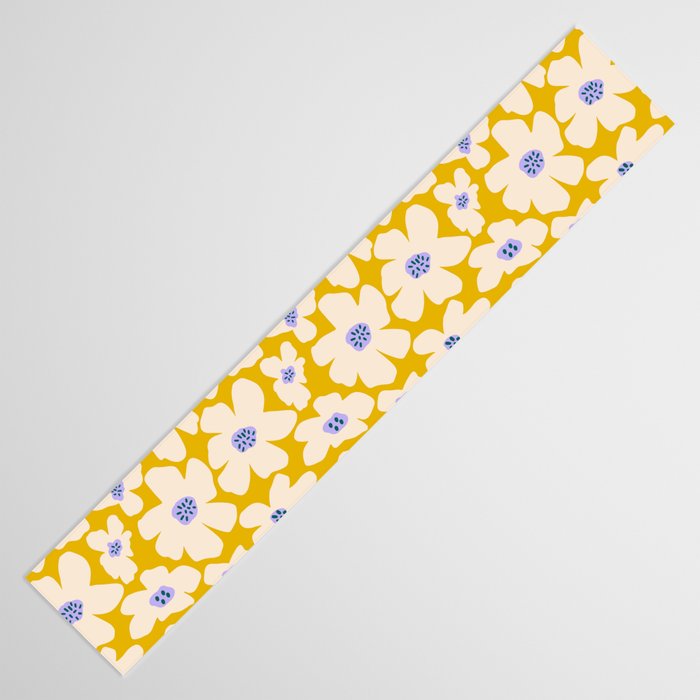 Retro Daisy - yellow, white and purple  Table Runner Gallery Image 3