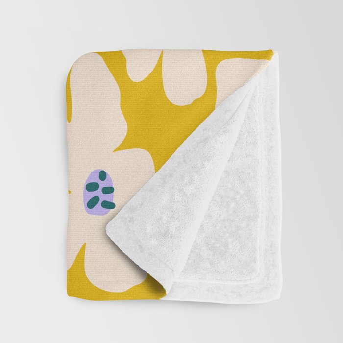 Retro Daisy - yellow, white and purple  Throw Blanket Gallery Image 3