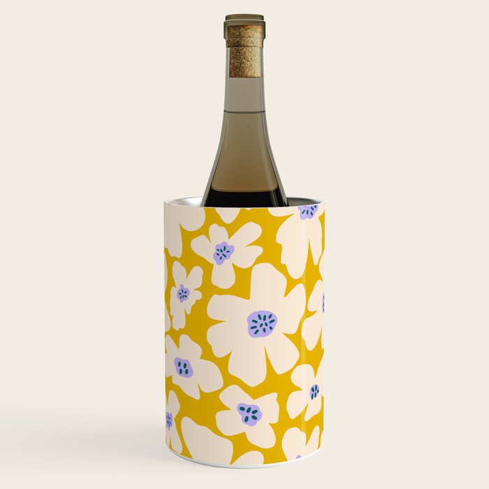 Retro Daisy - yellow, white and purple  Wine Chiller Gallery Image 1