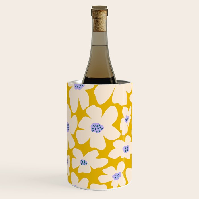 Retro Daisy - yellow, white and purple  Wine Chiller Gallery Image 3