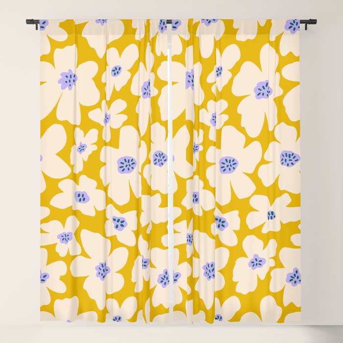 Retro Daisy - yellow, white and purple  Window Curtain Gallery Image 5