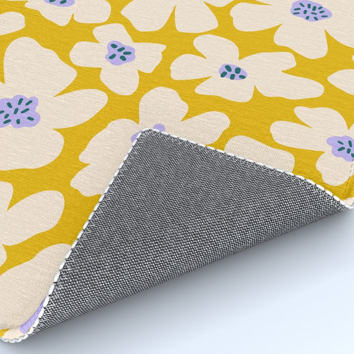Retro Daisy - yellow, white and purple  Rug Gallery Image 4