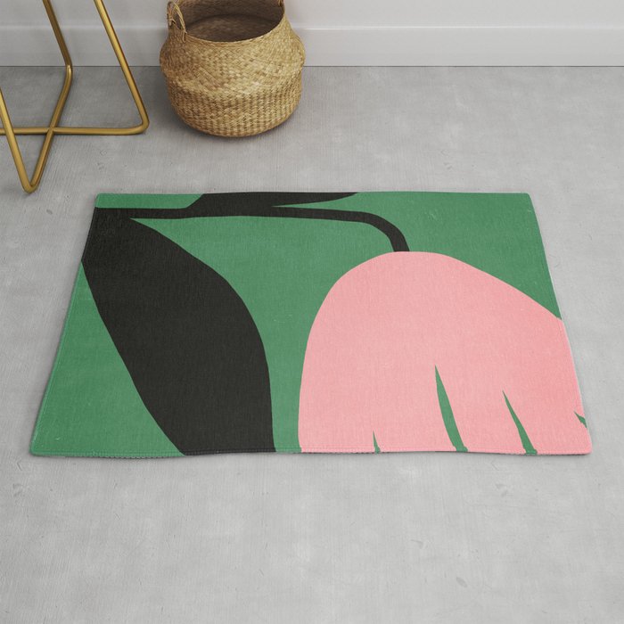 Abstract Flora - green & pink Rug Gallery Image 1