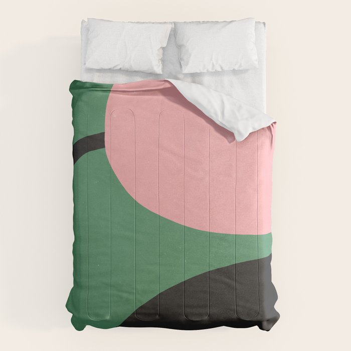 Abstract Flora - green & pink Comforter Gallery Image 1