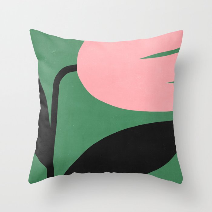 Abstract Flora - green & pink Throw Pillow Gallery Image 6