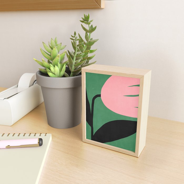 Abstract Flora - green & pink Mini Art Print Gallery Image 2