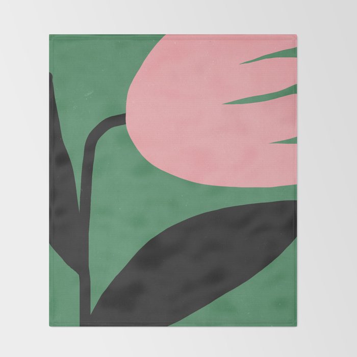 Abstract Flora - green & pink Throw Blanket Gallery Image 2