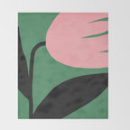 Abstract Flora - green & pink Throw Blanket Gallery Image 2