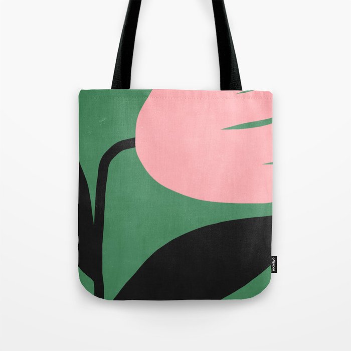 Abstract Flora - green & pink Tote Bag Gallery Image 1