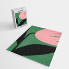 Abstract Flora - green & pink Jigsaw Puzzle Gallery Image 2