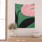 Abstract Flora - green & pink Wall Tapestry Gallery Image 2
