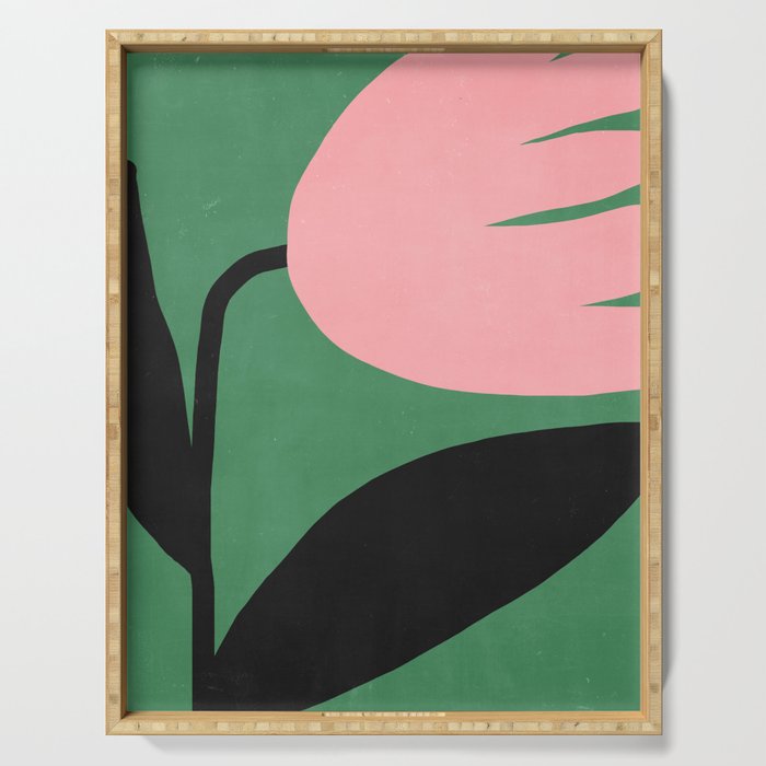 Abstract Flora - green & pink Serving Tray Gallery Image 1