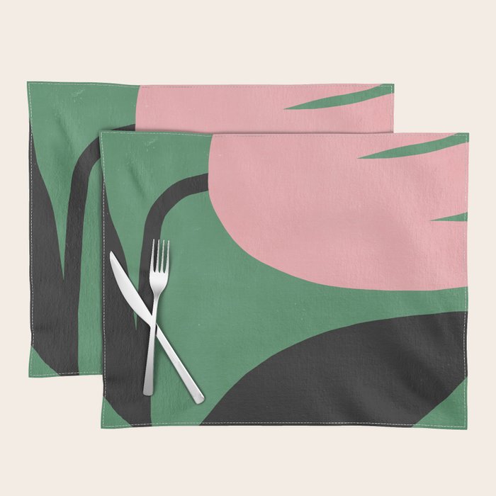 Abstract Flora - green & pink Placemat Gallery Image 1